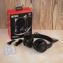 Накладні навушники Onikuma Bluetooth Gaming CAT with LED B90, 800mAh, BT5.0, AUX, 800mAh, 15h, black - мініатюра 3