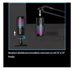 Цифровой конденсаторный микрофон для записи Takstar GX-1 USB RGB - мініатюра 14