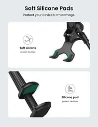 Підставка-тримач для телефону Ugreen LP113 Multifunction Phone Clip Stand з кріпленням чорний (80906) - мініатюра 3