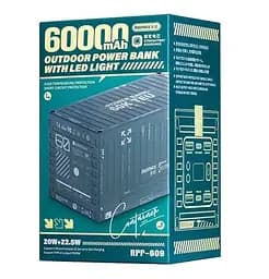 Універсальна зарядна батарея Remax RPP-609 60000mAh QC+PD (22.5W+20W) Led lamp (Зелений) - мініатюра 2
