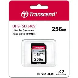 Карта пам'яті Transcend 256GB SD C10 UHS-I U3 A2 R160/W90MB/s 4K (TS256GSDC340S) - мініатюра 2