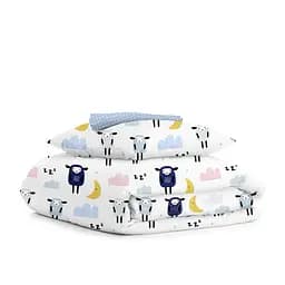 Дитяча постільна білизна в ліжечко SHEEPS CS5, блакитний (SheepBlueSkyeyGrey_DropLightBlue_140)