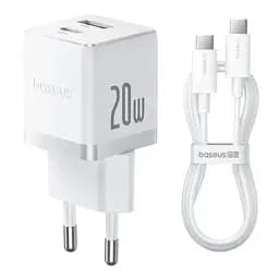 МЗП Baseus Palm Fast Charger Type-C+USB 20W + Cable Type-C to Type-C P10111608213-01 White