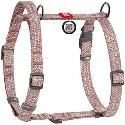 Шлея для собак Waudog Re-cotton H-подібна з QR паспортом світловідбиваюча S 36-42 см коричнева