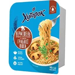 Вермишель быстрого приготовления Хуторок со вкусом грибной ухи не острая лоток 90 г