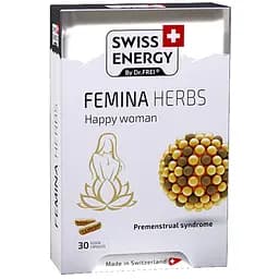 Підтримка при ПМС Swiss Energy Femina Herbs стандартизований екстракт Вітексу 30 веганських капсул