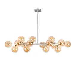 Люстра стельова Levistella 7841020-16 GAB+BR (S), 16 плафонів, сріблястий, коричневий скло, сучасний стиль для дому