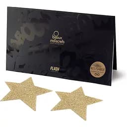 Пестис - стыкины Bijoux Indiscrets - Flash Star Gold, наклейки на соски