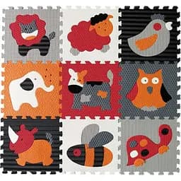 Ігровий килимок-пазл Baby Great Веселий зоопарк, 92х92 см, помаранчевий з сірим (GB-M129A4)