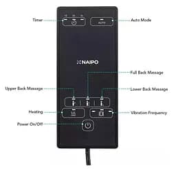 Масажна накидка на крісло NAIPO Neck & Back Massager з підігрівом, вібрацією та функцією масажу Шиатцу; модель - MGBK-2606H - мініатюра 3