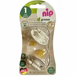 Пустышка Nip Вишенка Зеленая серия, 0-6 мес., круглая, 2 шт. коричневый с бежевым (38733-51)