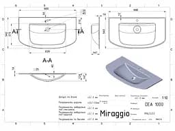 Умивальник Miraggio Dea 1000 matt 0002451, Білий матовий - мініатюра 5