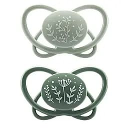 Пустышка Nip Моя бабочка, силиконовая, 0-6 мес., 2 шт., светло-серый с оливковым (38594-51)