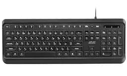 Клавиатура 2E KS120, черный, USB, белая подсветка, 12 мультимедийных клавиш, 1,5 м, UA/EN (2E-KS120UB_UA)