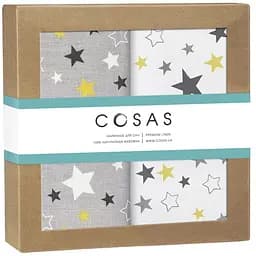 Пелюшки дитячі багаторазові Cosas Yellow Stars 2 шт 80х100 см (Бязь_Звезды-ЖелтоСерые)