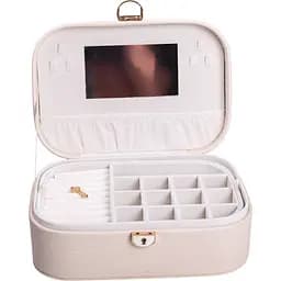Скринька-органайзер для прикрас Yiwu із замком 26x18x9.5 см молочна HP-5-1BE