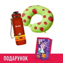 Набор путешественника: бутылка для воды BB SNL Little Fruit Lover 650 мл красная + мягкая подушка для путешествий BB SNL Тревел Бади зеленая