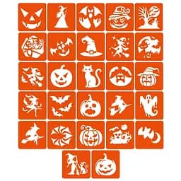 Набор трафаретов для био-тату "Хэллоуин №2" Hallowween-2-27, 27 трафаретов 5х5 см