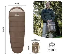 Спальник Naturehike MJ 600 (CNK2300SD014) -5°C з капюшоном - коричневий - мініатюра 2