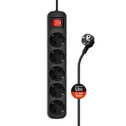 Сетевой фильтр ColorWay 5 розеток 5 м Black (CW-PSEA55BK)