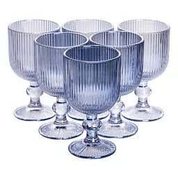 Набір келихів для вина 6 штук по 220 мл на ніжці Блакитний Yiwu HP-19-7114BL
