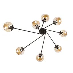 Люстра стельова Levistella 7529803-8 BK+BR, 8 плафонів, чорний метал, коричневе скло, сучасний стиль для дому - мініатюра 3