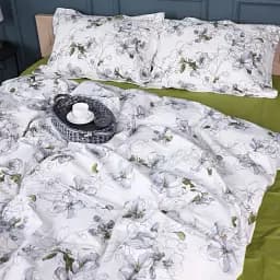Простирадло на гумці MirSon Поплін 00-1 Olive Flowers 70х140 см зелене (2200009699443) - мініатюра 2