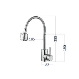 Змішувач для кухні Lidz Aria 015F41 з гнучким виливом (k35) LDARI015F41NKS45306 Nickel Нержавіюча сталь - мініатюра 2