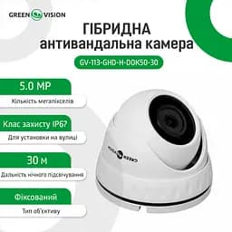Гібридна антивандальна камера GV-113-GHD-H-DOK50-30 - мініатюра 2