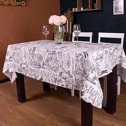 Скатертина MirSon №210 White birds 130х130 см рогожка біла з чорним