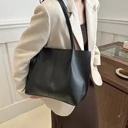 Жіноча сумка шоппер велика з екошкіри Lilly P2-1636A Чорна - мініатюра 3