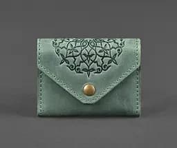 Кожаный кард-кейс 3.0 зеленый с мандалой