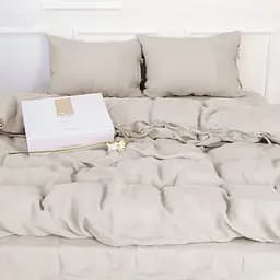 Підковдра MirSon Linen Jasmine льон 143х210 см бежево-сіра (2200008269180) - мініатюра 2