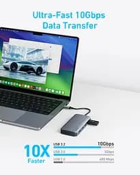 Перехідник Anker USB-C Hub - 7-in-1 - PD in 100W, 2xHDMI, 4xUSB-A Black (7255315) - мініатюра 7