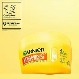 Зволожувальний крем-сорбет Garnier Vitamin C Fresh & Bright з вітаміном С для надання свіжості та сяяння шкірі обличчя, 85 г - мініатюра 5
