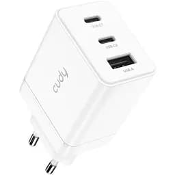 Зарядное устройство Cudy 67W GaN 3×USB QC+PD 3.0 вилка EU для iPhone 12 (CH67_EU)