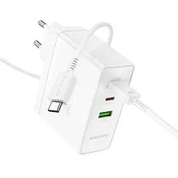Зарядний пристрій Borofone BN11 USB/2 Type-C PD 100W білий + кабель Type-C to Type-C - мініатюра 3