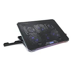 Підставка під ноутбук IceCoorel K15, 10-17", 4*100mm 1400±10% RPM, корпус пластик+алюміній, 2xUSB 2.0 + підставка для мобільного телефону, 420x300x28mm, RGB, Box, Q10