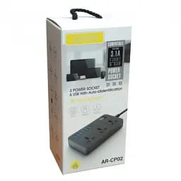 Мережевий фільтр-подовжувач на 3 розетки + 6 USB 3.1A 2 метри Чорний CP02 - мініатюра 5