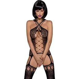 Бодистокинг Obsessive Bodystocking G313 S/M/L, шнуровка, геометрический декор