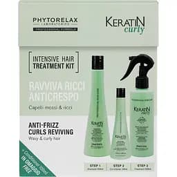 Набір для волосся Phytorelax Laboratories Keratin Curly Intensive Hair Шампунь 250 мл + Згладжуючий спрей 200 мл + Кондиціонер 100 мл