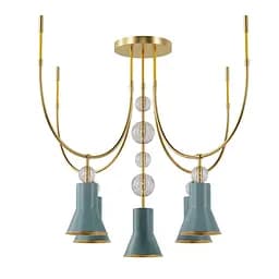 Люстра ARCH 5U PikArt арт. 23665 Золотий/синьо-зелений