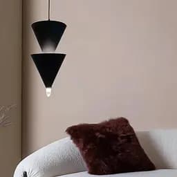 Чорний підвісний світильник із подвійним конусним дизайном Ø 17х40 см | Line F | Арт. MJ347/2 BK