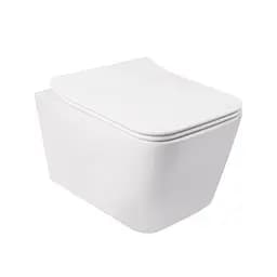 Унитаз подвесной Qtap Crow безободковый с сидением Slim Soft Close QT05335170W, Белый