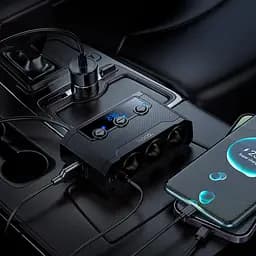 АЗУ Hoco Z64 Anshun 240W digital display 3-in-1 cigarette lighter(2C2A) car charger Black - мініатюра 3