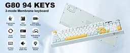 Клавіатура Onikuma ігрова мембранна G-80D бездротова з LED дисплеєм та RGB підсвіткою для ПК і ноутбука білий - мініатюра 8