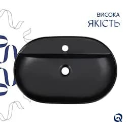 Раковина накладная Qtap Scorpio 600x400x120 Matt Black с донным клапаном QT142203MBMBN48469 - мініатюра 4