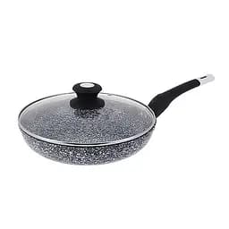 Сковорода алюминиевая Ø 18 см с керамическим покрытием под мрамор с крышкой, Zauberg Черный 86983