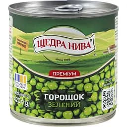 Горошок зелений Щедра Нива Преміум консервований з мозкових сортів 420 г - мініатюра 2