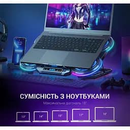 Охолоджувальна підставка для ноутбука до 18 дюймів GamePro GPCP-770 6xfans - мініатюра 5